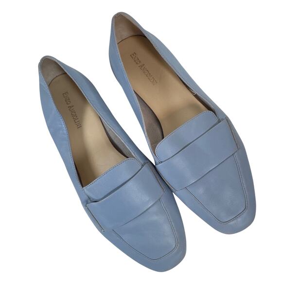 Enzo Angiolini Periwinkle Blue Leather Flat Loafers Womens 8.5 Classic Preppy - Picture 1 of 9